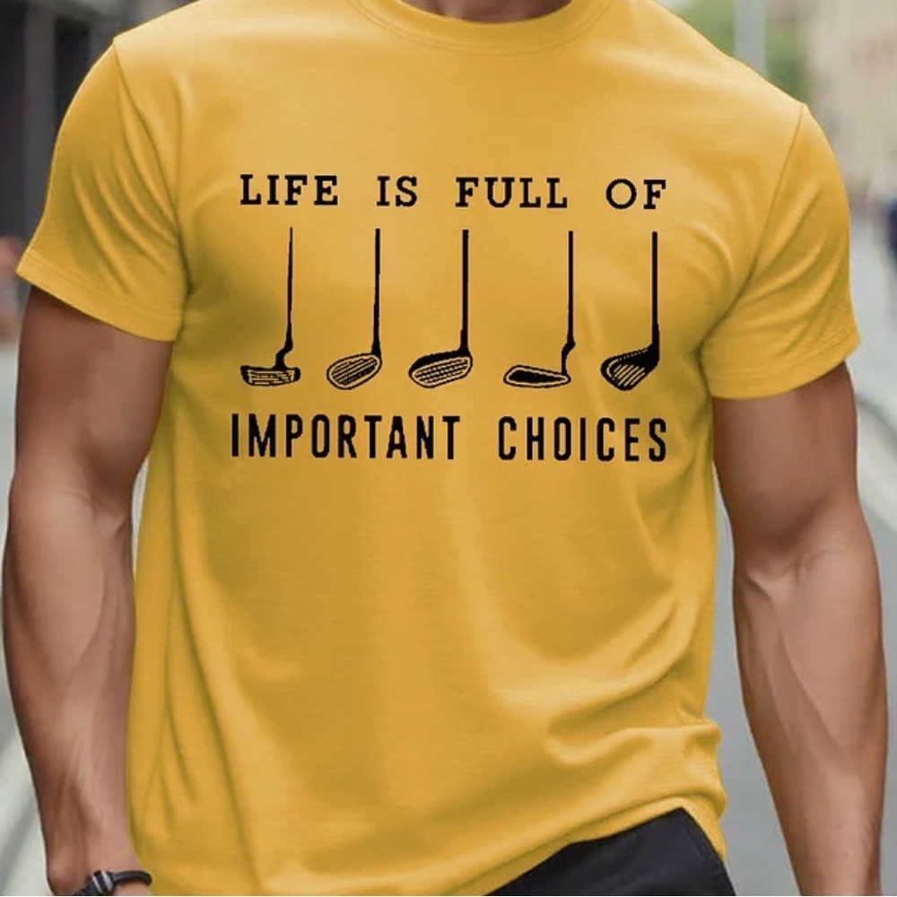 Bold Yellow Tee with Golf Graphic